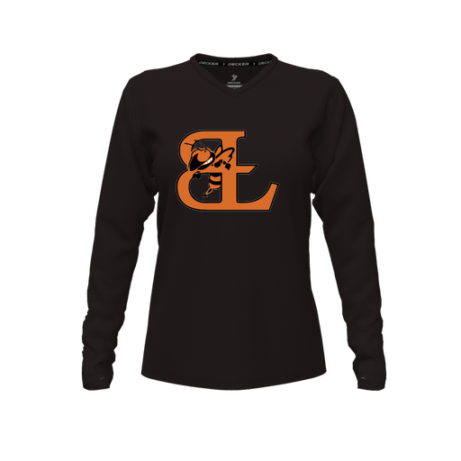 [CUS-DFW-TEES-CMF-VNK-LSL-BLK-FYXS-LOGO2] Comfort T-Shirt (Female Youth XS, Black, V Neck, Logo 2, Long Sleeve)