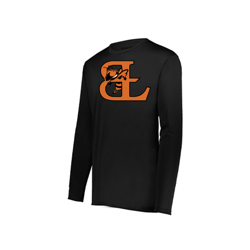 [222823.080.S-LOGO2] Youth LS Smooth Sport Shirt (Youth S, Black, Logo 2)