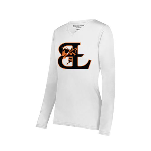 [222824.005.S-LOGO1] Ladies LS Smooth Sport Shirt (Female Adult S, White, Logo 1)
